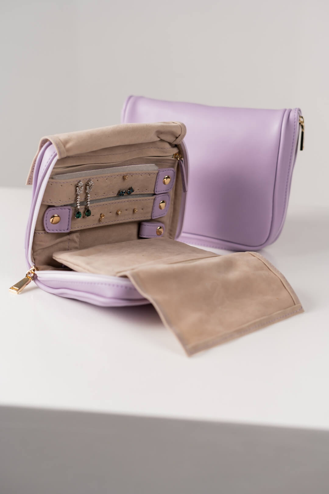 Handmade Leather Jewelry Organizer - Pastel Purple