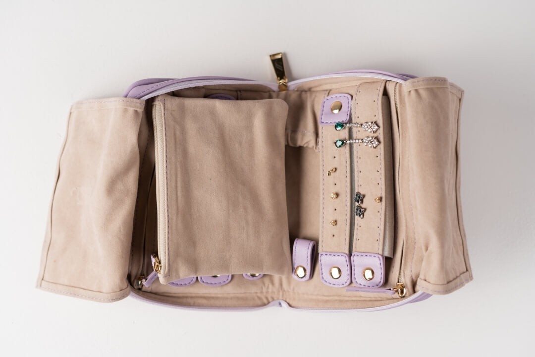 Handmade Leather Jewelry Organizer - Pastel Purple