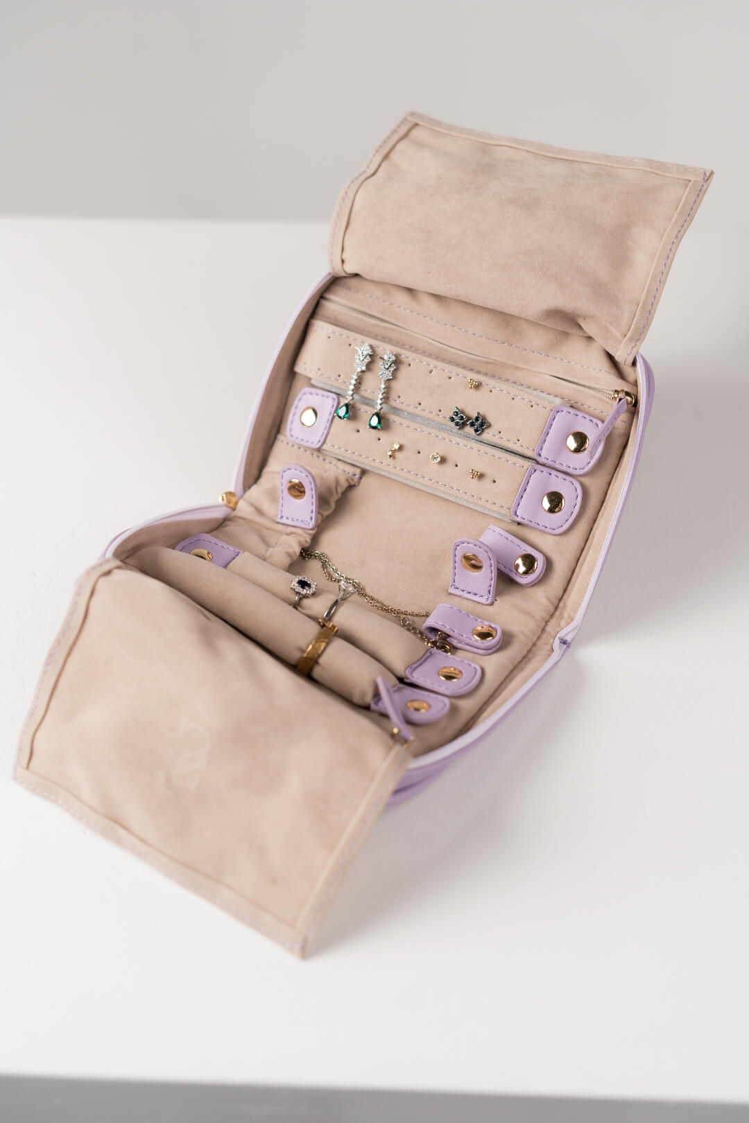 Handmade Leather Jewelry Organizer - Pastel Purple