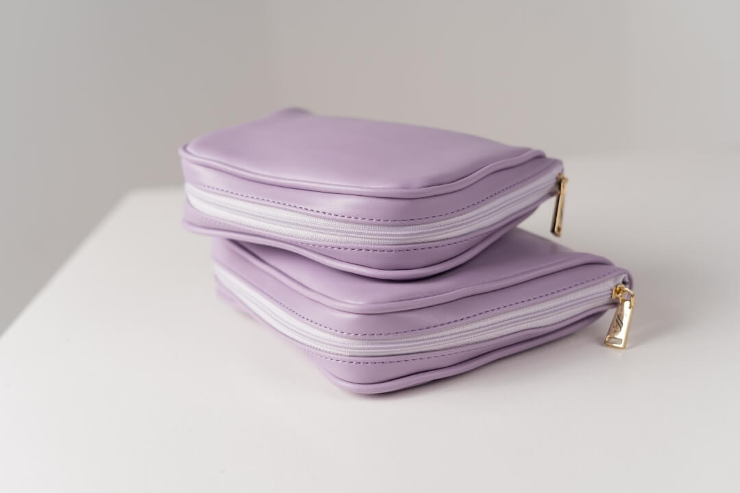 Handmade Leather Jewelry Organizer - Pastel Purple