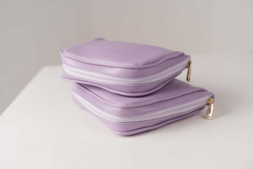 Handmade Leather Jewelry Organizer - Pastel Purple